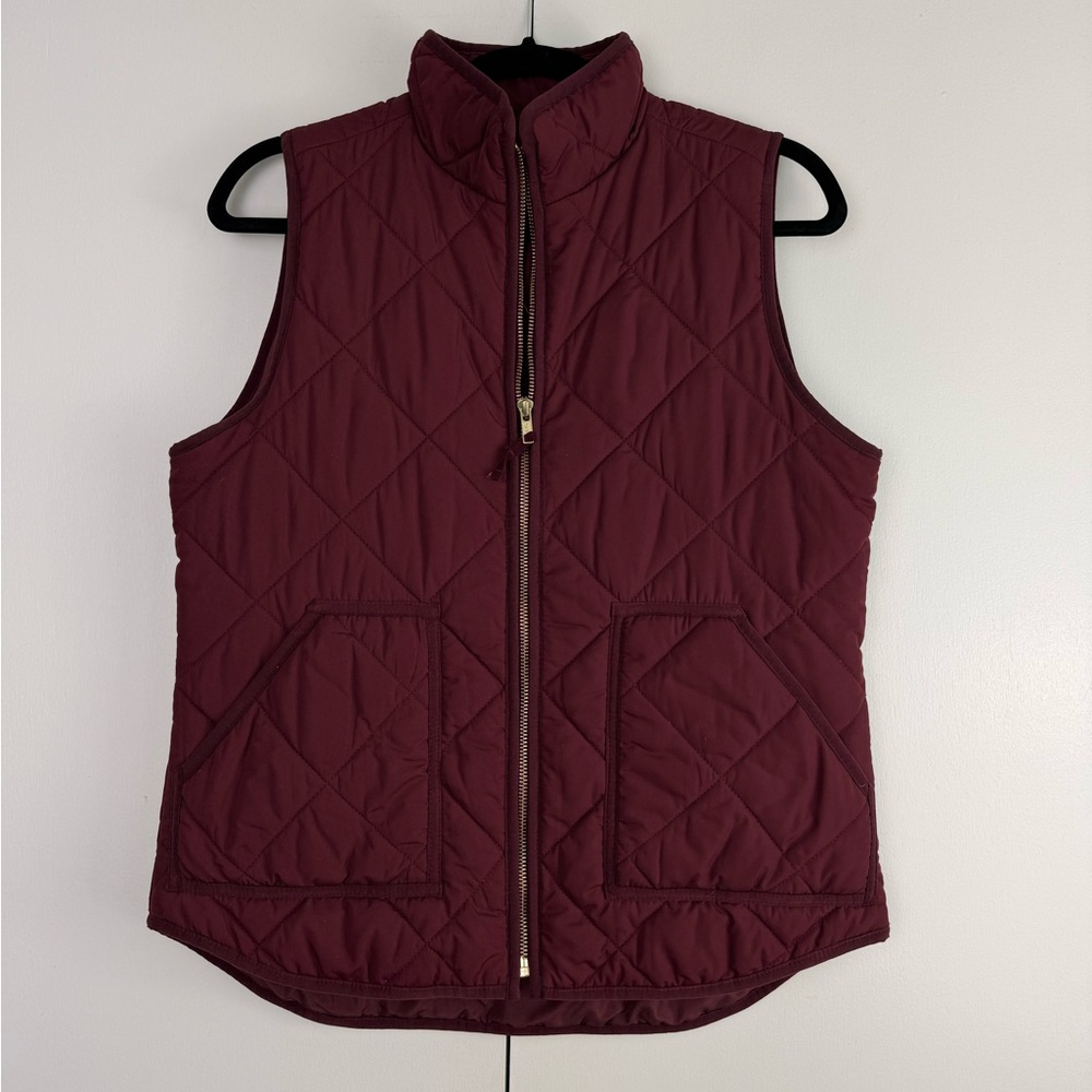 J.Crew Mercantile Maroon Puffer Vest Quilted Excursion Small EUC